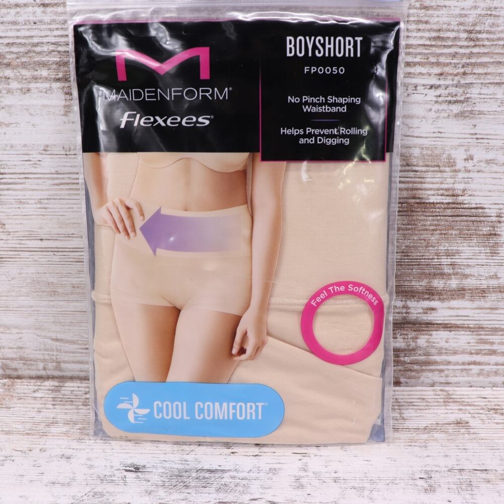 MAIDENFORM Flexees Women’s Size 2XL Boyshort Shapes Cool Comfort Firm • Nude